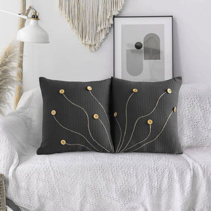 Pack of 2 Waffle Golden Veins Cushion - Dark Grey