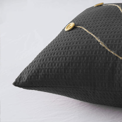 Pack of 2 Waffle Golden Veins Cushion - Dark Grey