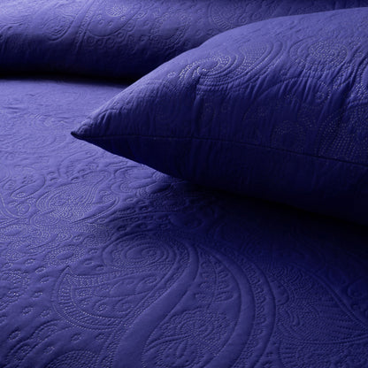 Spiral Vibes 3 Pcs Ultrasonic Bedspread - Navy Blue