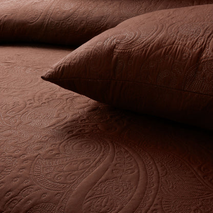 Spiral Vibes  3 Pcs Ultrasonic Bedspread - Brown