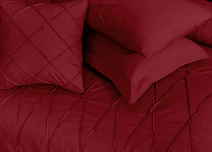 Sammy Cross Pleated  Duvet Set - Red (268)