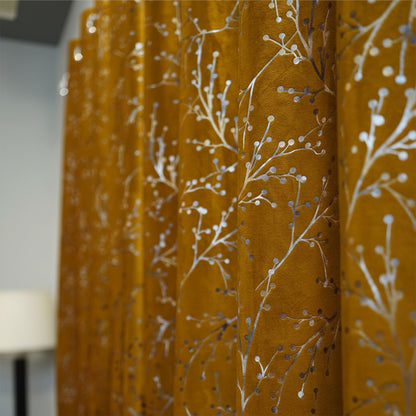 2 PCS PREMIUM QUALITY TEXTURE VELVET CURTAINS - Mustard