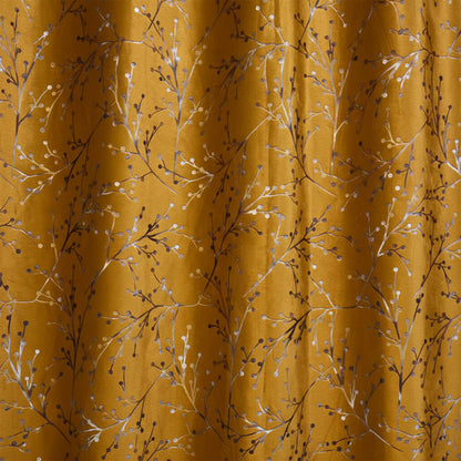 2 PCS PREMIUM QUALITY TEXTURE VELVET CURTAINS - Mustard