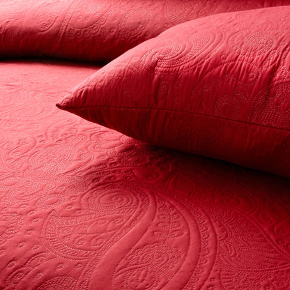 Spiral Vibes 3 Pcs Ultrasonic Bedspread - Red
