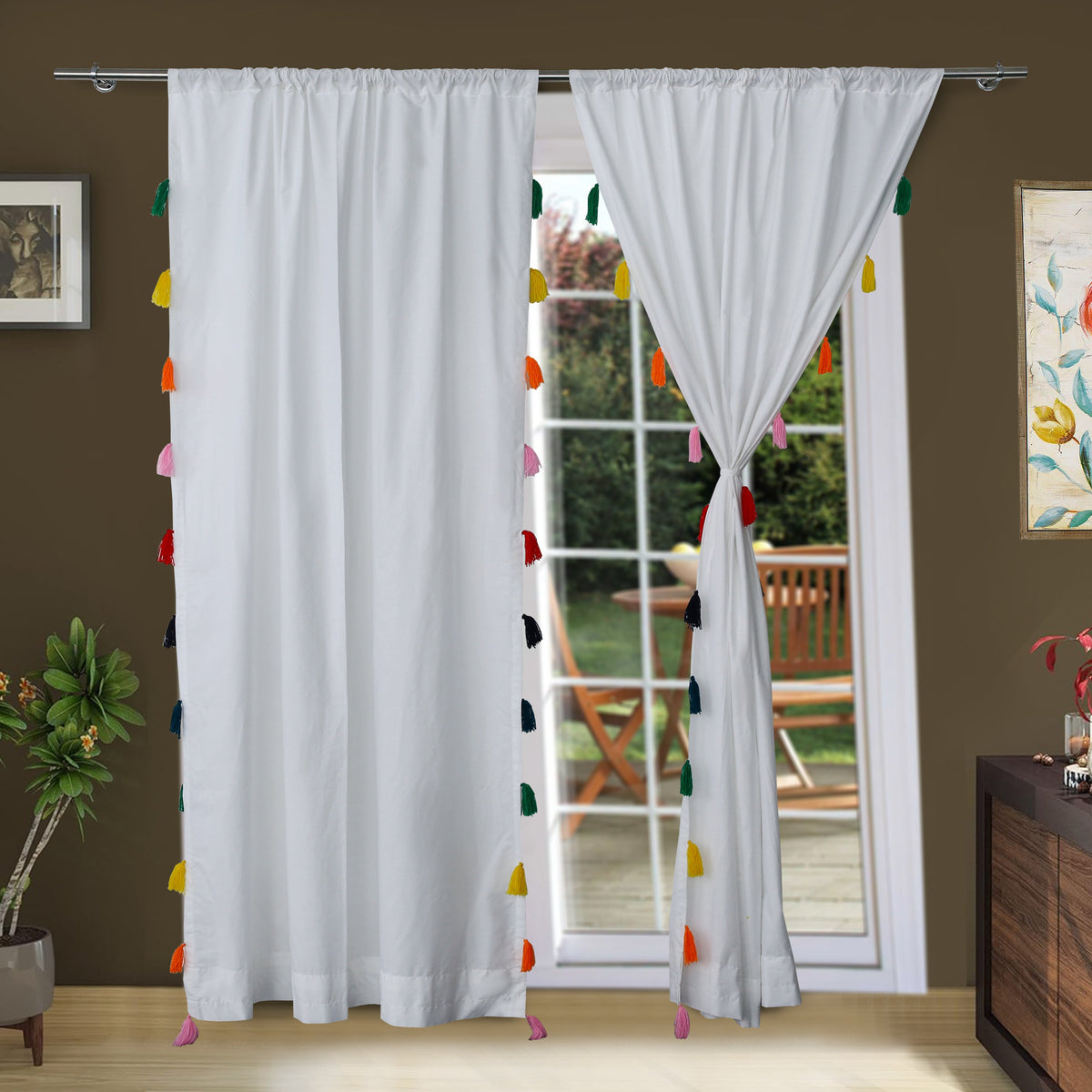 2 Pieces Plain Dyed Eyelet Curtains with linning