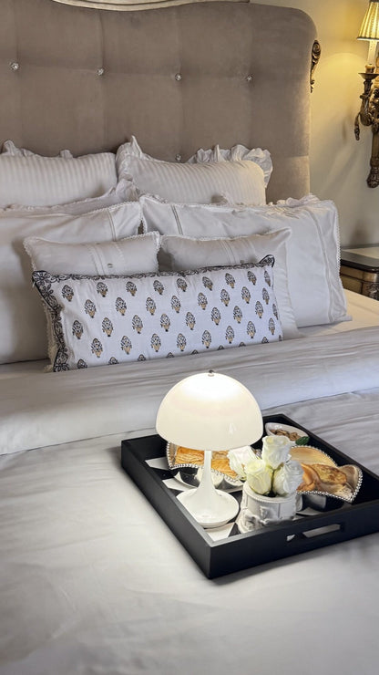 8 Pcs Luxury Duvet Set Belle Lace - White (306)